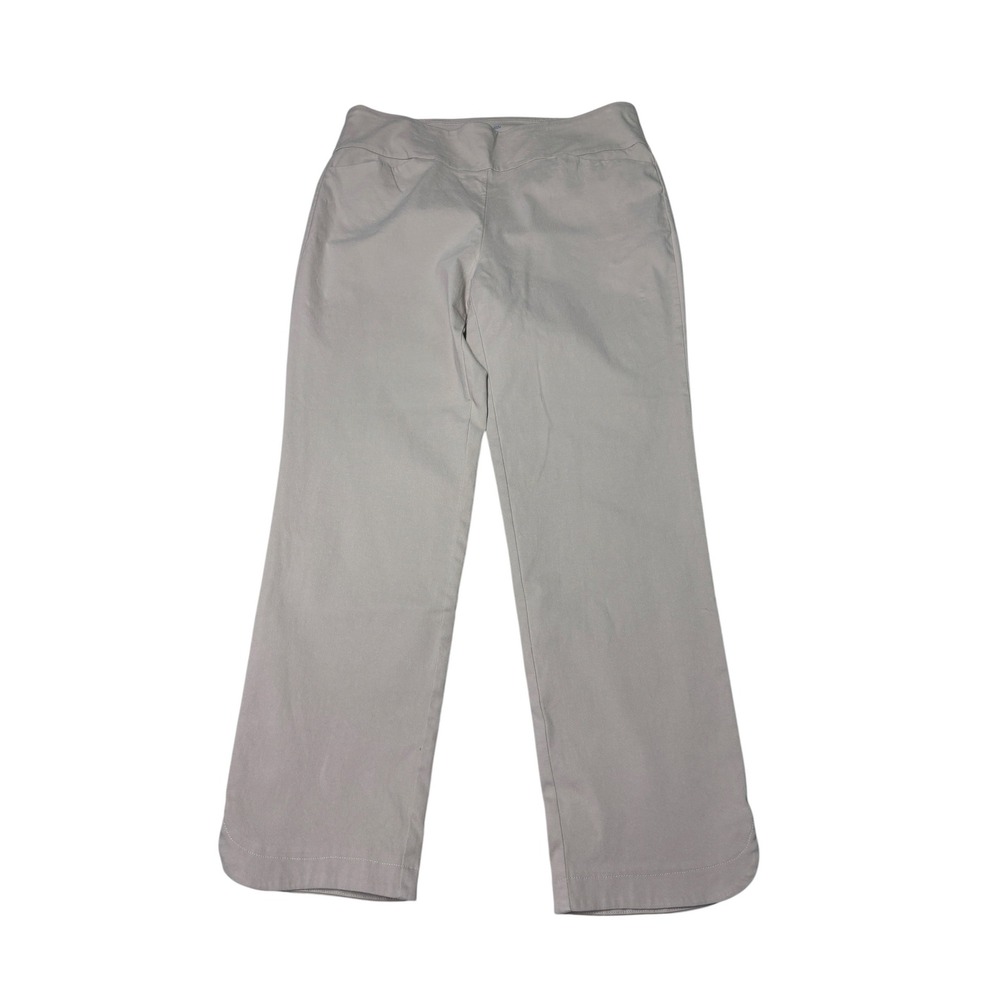 J.McLaughlin Masie Pull On Pants Tan Stone Straight Leg Hem Vent Womens 12 32X26 - Picture 1 of 9